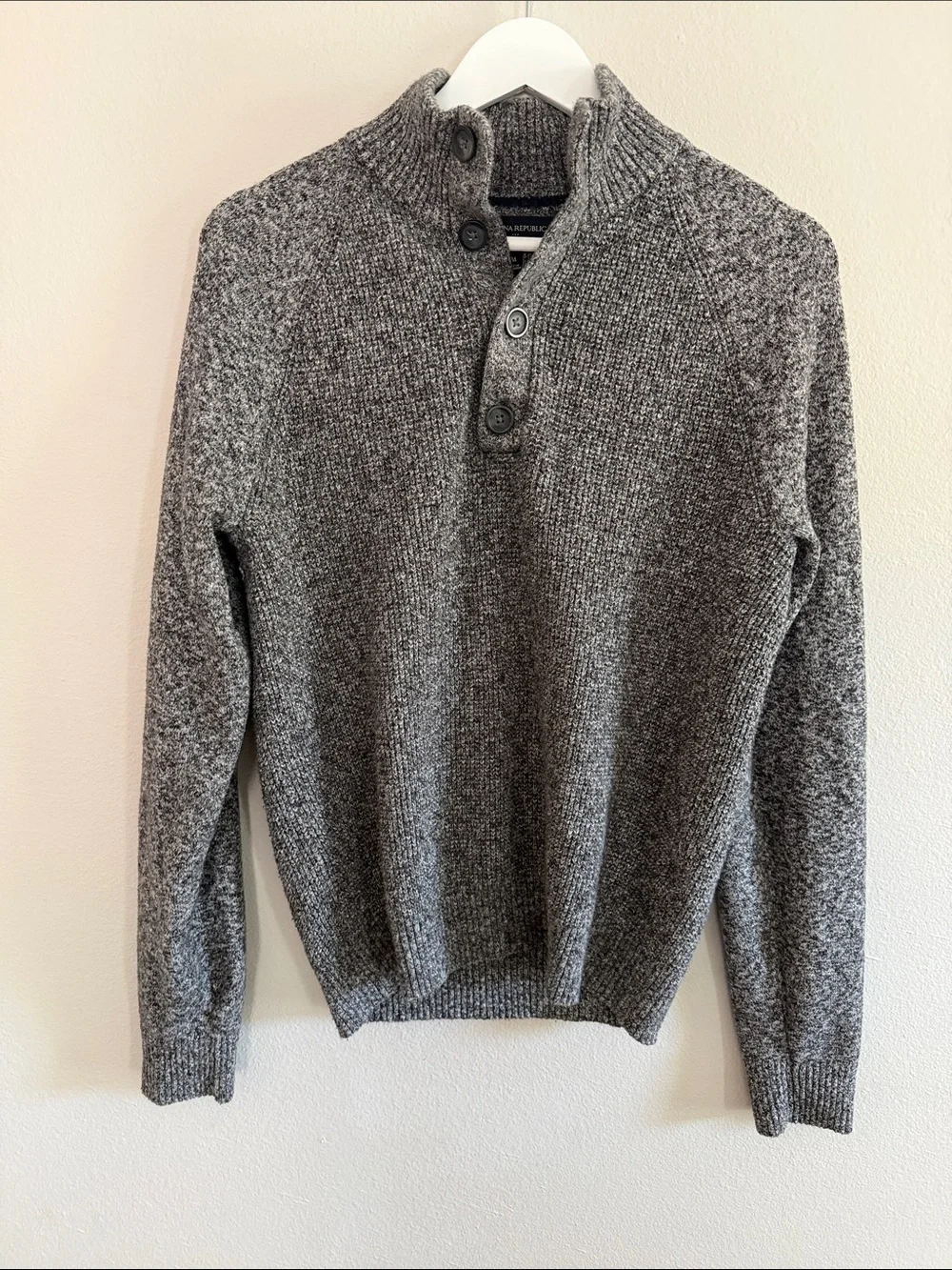 Banana Republic Men's Gray Button-Front Turtleneck Sweater [ME0072]